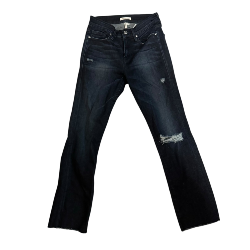 Good American good straight high waisted distressed dark wash jeans 2/26